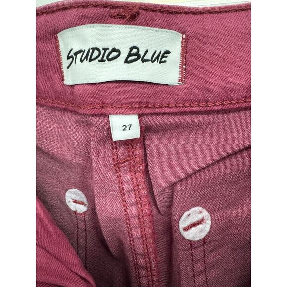 Studio Blue Womens High Rise Ankle Pants Straight Leg Size 27 Burgundy NWT - Picture 4 of 5